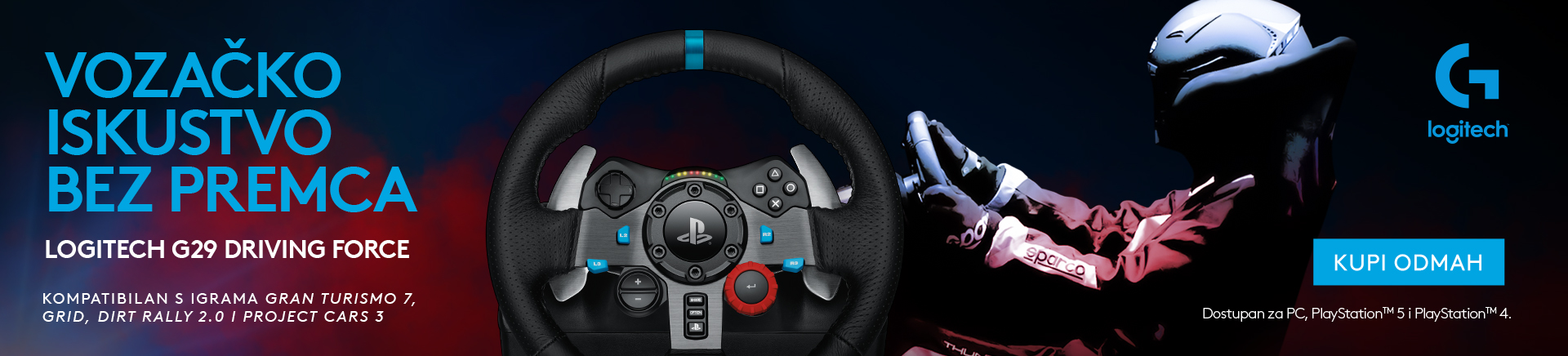 Logitech G29 Driving Force Racing Wheel volan, PC/PS4