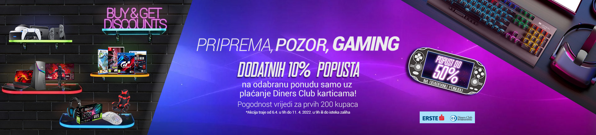 Priprema, pozor, GAMING - Do 50% popusta + 10% uz Diners Club kartice Priprema, pozor, GAMING