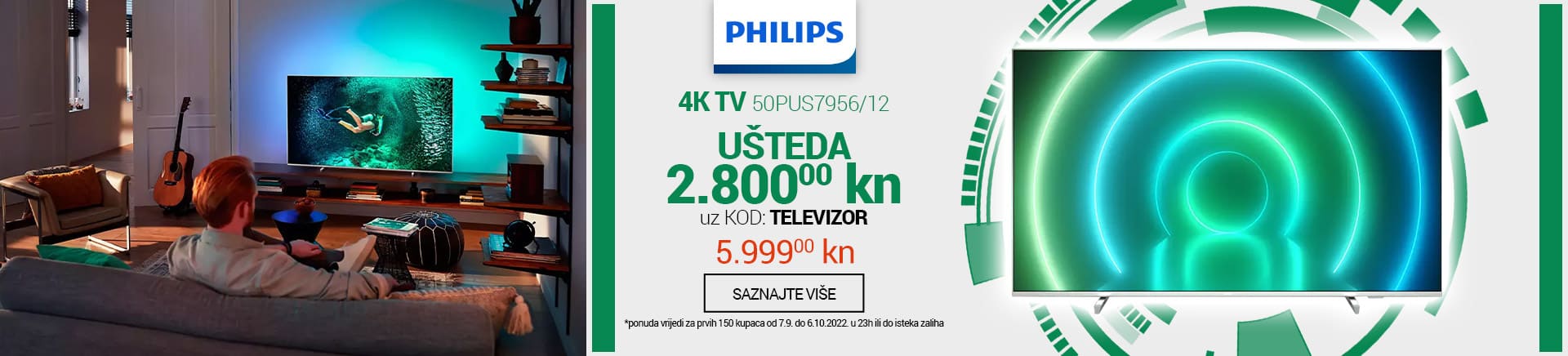 PHILIPS LED TV 50PUS7956 12 ušteda do 2800 kn uz KOD: TELEVIZOR