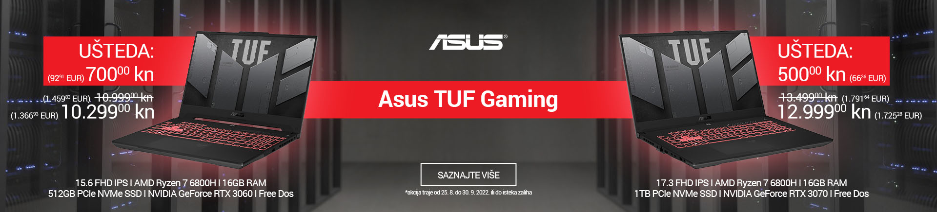 Asus TUF Gaming laptopi - ušteda do 700 kn