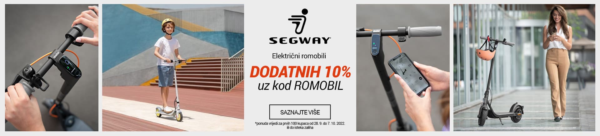 Segway električni romobili dodatnih 10% uz kod ROMOBIL
